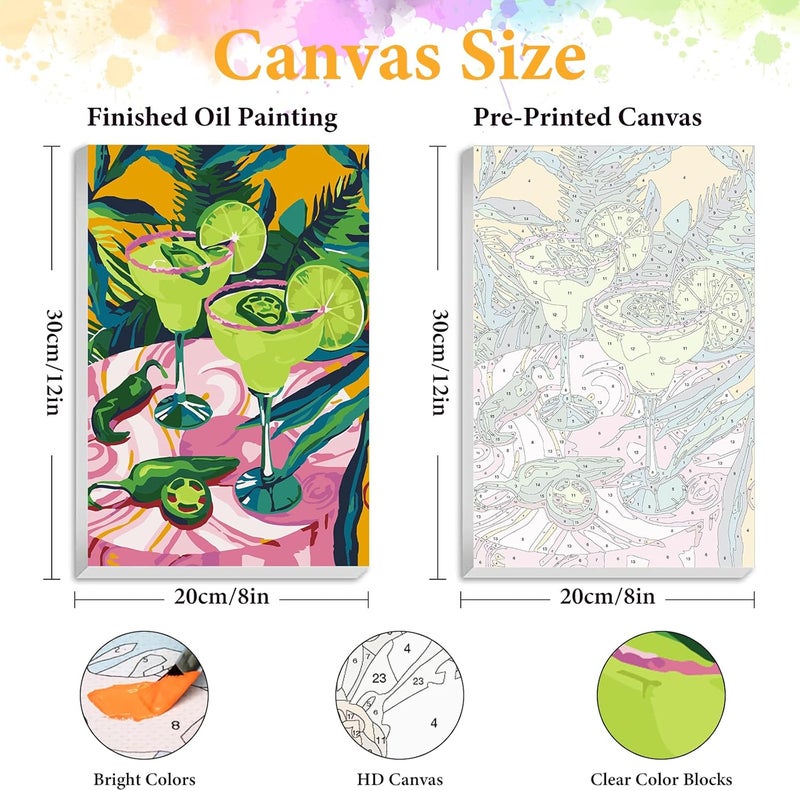 Okarina Framed Paint by Numbers Kit for Adults Beginner Cocktail, Adult Paint by Number Kits on Canvas Framed Cocktail, DIY Acrylic Oil Painting by Numbers with Frame, Perfect for Home Decor Gift 8 X 12 Inch - Image 2